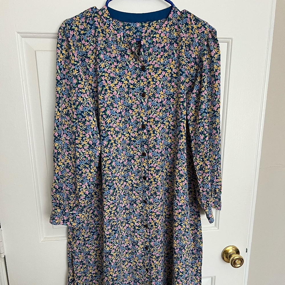 Blue floral printed cherry georgette long shirt